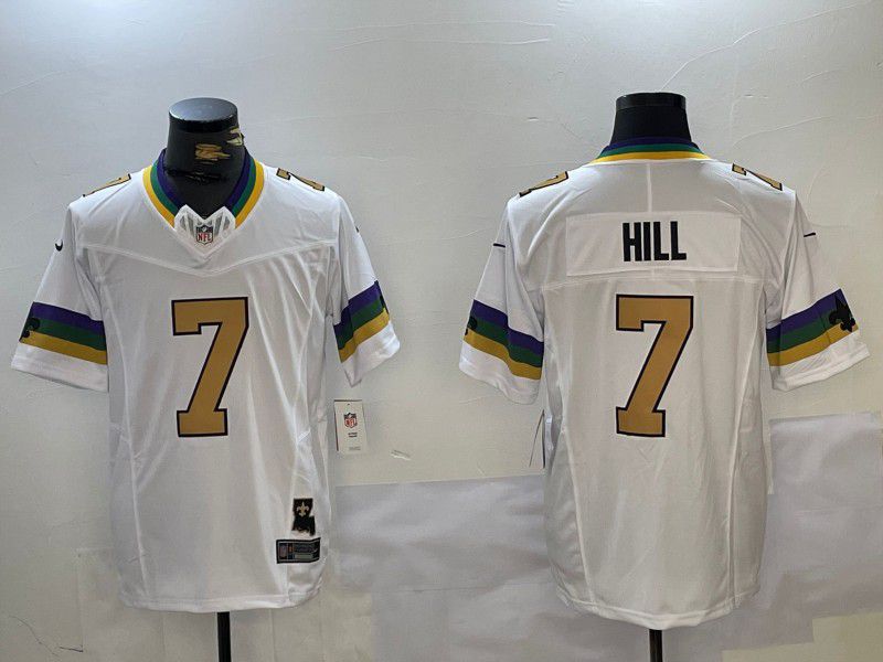Men New Orleans Saints #7 Hill White Three generations 2024 Nike Vapor Limited NFL Jersey style 1->new orleans saints->NFL Jersey